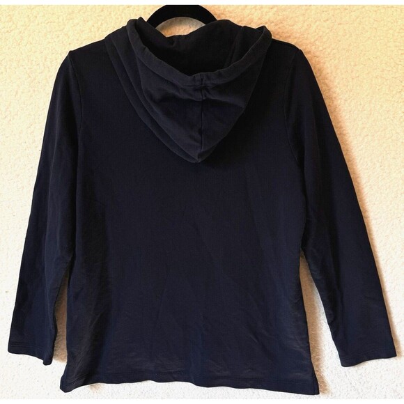 LL Bean Womens 1/4 Button Up Hoodie Pullover Size Small Pet 504299‎ Navy - Picture 8 of 12